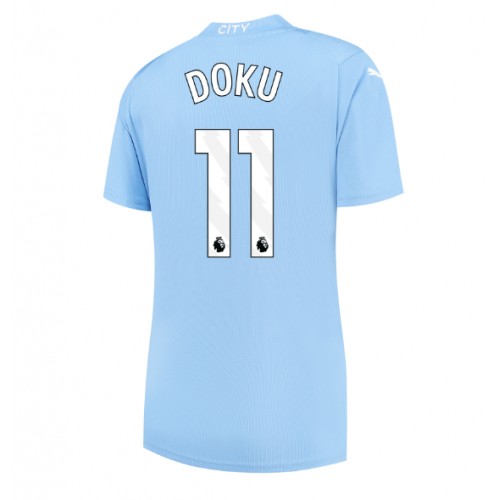 Fotballdrakt Dame Manchester City Jeremy Doku #11 Hjemmedrakt 2023-24 Kortermet